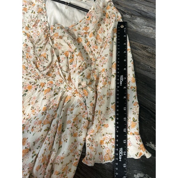 Auguste Womens Dress 8 Wrap Dress Floral Flutter Sleeve Empire Waist Swiss Dot - Picture 12 of 15